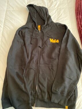 Vol4 Black Zip-Up Hoodie with Yellow Logo